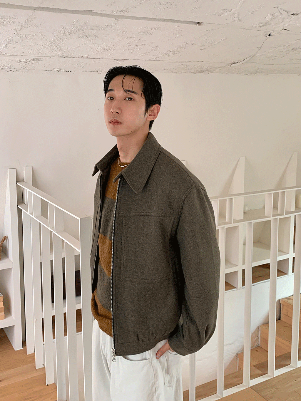Square Two-way wool jacket
